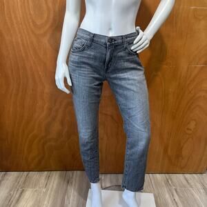 CURRENT ELLIOTT The Fling 27-0 Light Gray Denim Boyfriend Jean Crop Rolled Ankle